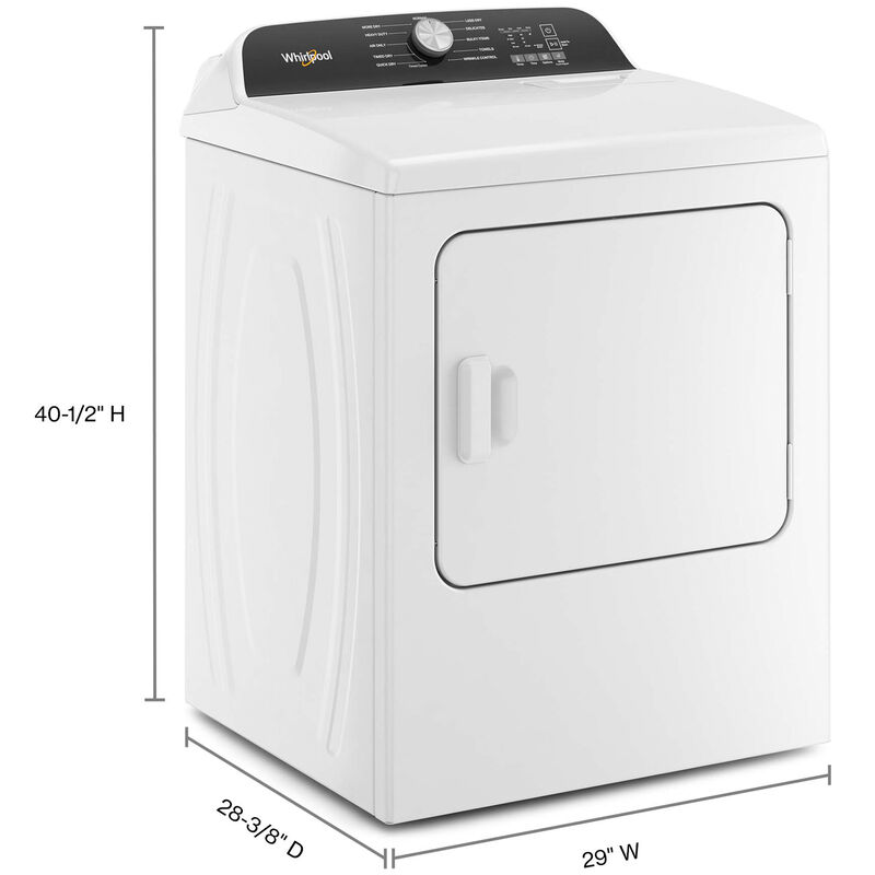 Whirlpool 29 in. 7.0 cu. ft. Long Vent Electric Dryer with Wrinkle Shield Option, Steam Cycle & Sensor Dry - White, , hires