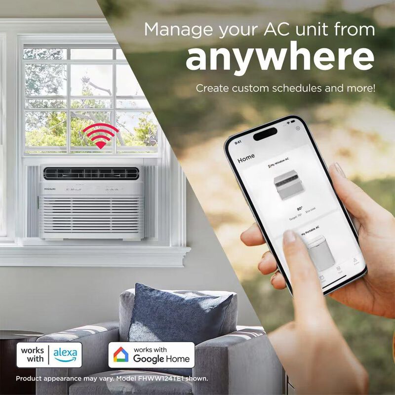 Frigidaire 12,000 BTU 115V Smart Energy Star Window Air Conditioner with Inverter, 3 Fan Speeds, Sleep Mode & Remote Control White, , hires