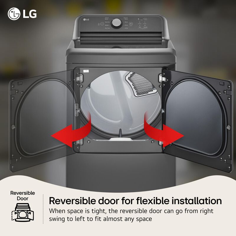 LG 27 in. 7.3 cu. ft. Electric Dryer with FlowSense Duct Clogging Indicator, LoDecibel Quiet Operation & Sensor Dry - Monochrome Gray, Monochrome Gray, hires