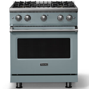 Viking 5 Series 30 in. 4.0 cu. ft. Standard Convection Gas Range with 4 Sealed Burners - November Sky - Natural Gas, Polished Chrome Trim Option, , hires