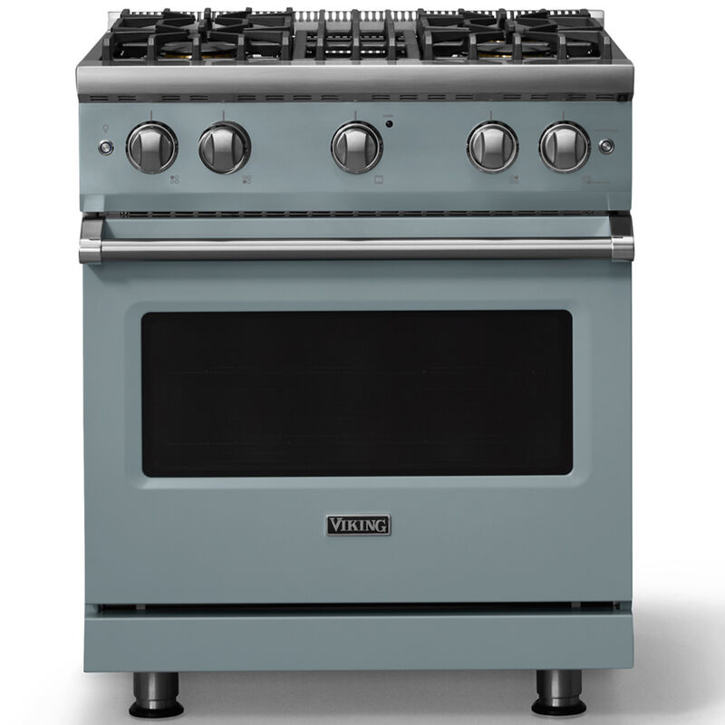 Viking 5 Series 30 in. 4.0 cu. ft. Standard Convection Gas Range with 4 Sealed Burners - November Sky - Natural Gas, Polished Chrome Trim Option, , hires