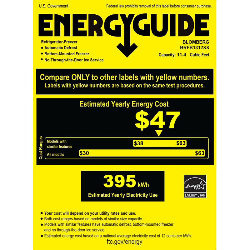 Blomberg 24 in. 11.3 cu. ft. Counter Depth Bottom Freezer Refrigerator - Stainless Steel, , hires