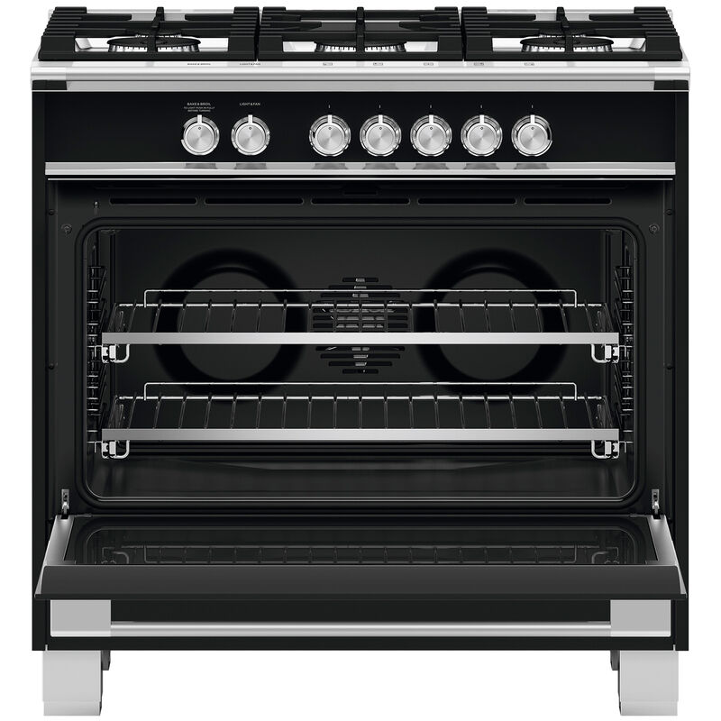 Fisher & Paykel 36 in. 4.9 cu. ft. Convection Oven Freestanding Gas Range with 5 Sealed Burners - Black, , hires