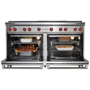 Wolf 60 in. 8.8 cu. ft. Double Oven Freestanding LP Gas Range with 6 Sealed Burners & Griddle - Stainless Steel, , hires