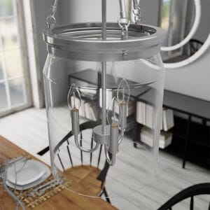 Hunter Devon Park 12 in. 3-Light Pendant with Clear Glass - Brushed Nickel, , hires