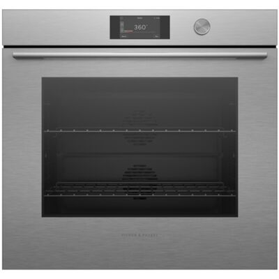 Fisher & Paykel Series 7 30 in. 4.9 cu. ft. Smart Electric Single Wall Oven with True European Convection - Brushed Silver Glass | OB30SCPTDX3
