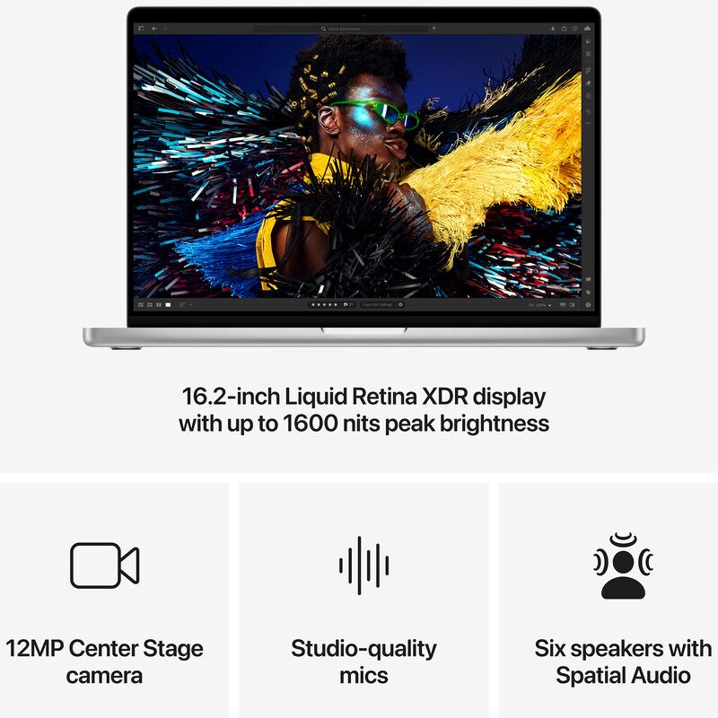 Apple MacBook Pro (2024) 16.2 in. Notebook with Apple Intelligence, Apple M4 Pro 14-Core CPU, 20-Core GPU, 48 GB RAM, 512 GB SSD, up to 24 Hrs. of Battery Life & Mac OS - Silver, , hires