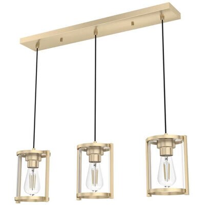 Hunter Astwood 9 in. 3-Light Linear Cluster Ceiling Light with Clear Glass - Alturas Gold | 19954