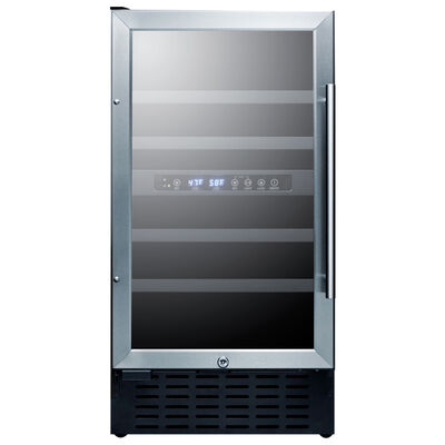 Summit 18 in. Undercounter Wine Cooler with Dual Zones & 28 Bottle Capacity - Stainless Steel | SWC182ZADALH