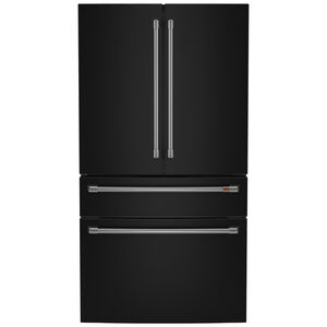 Cafe 36 in. 28.7 cu. ft. Smart 4-Door French Door Refrigerator with Internal Water Dispenser - Matte Black, Matte Black, hires