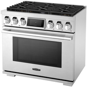 Signature Kitchen Suite 36 in. 6.3 cu. ft. Smart Standard Convection Gas Range with 6 Sealed Burners - Stainless Steel, , hires