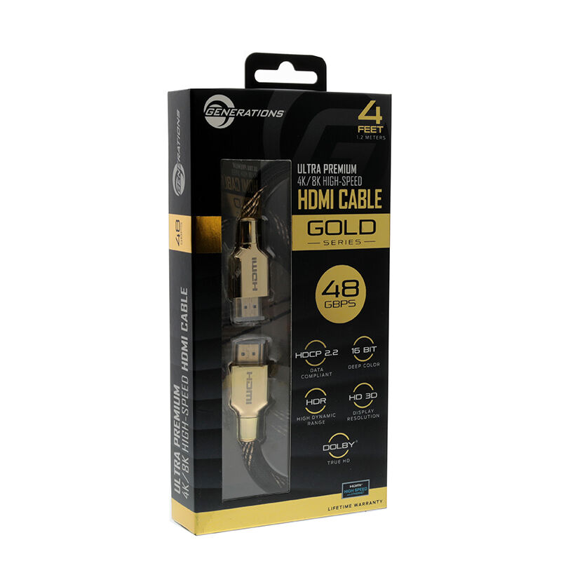 Generations 48.0 Gbps High Speed 4' Gold Series HDMI Cable, , hires