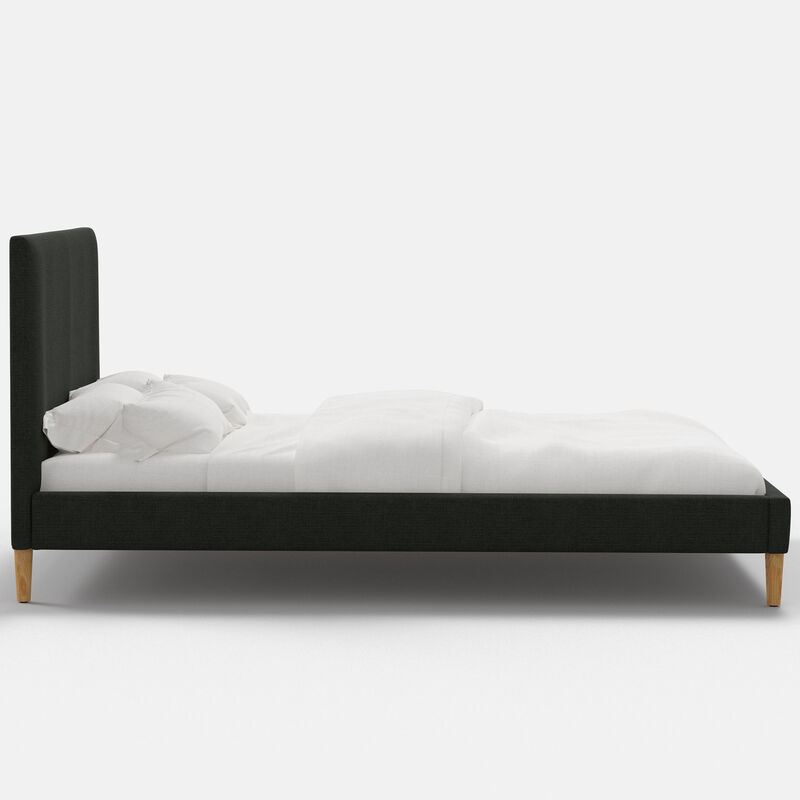 Skyline Furniture Linen Fabric Upholstered Queen Size Platform Bed - Black, Black, hires