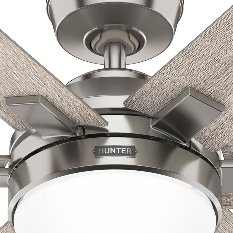 Hunter 52 in. Georgetown Energy Star HunterExpress Ceiling Fan with LED Light Kit & Handheld Remote - Brushed Nickel, , hires