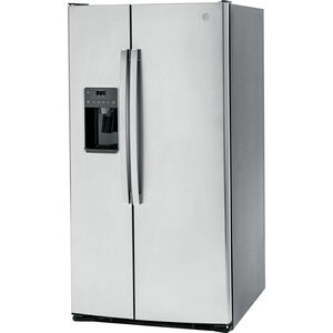 GE 36 in. 25.3 cu. ft. Side-by-Side Refrigerator with External Ice & Water Dispenser - Stainless Steel, Stainless Steel, hires