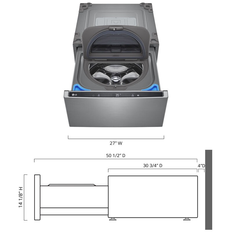 LG SideKick 27 in. 1.0 cu. ft. TwinWash Compatible Pedestal Washer - Graphite Steel, , hires