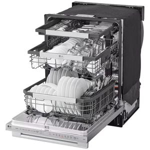LG Studio 24 in. Top Control Flush-Mount Smart Dishwasher with 40 dBa Sound Level, 3rd-Rack & Dynamic Dry - PrintProof Stainless Steel, , hires