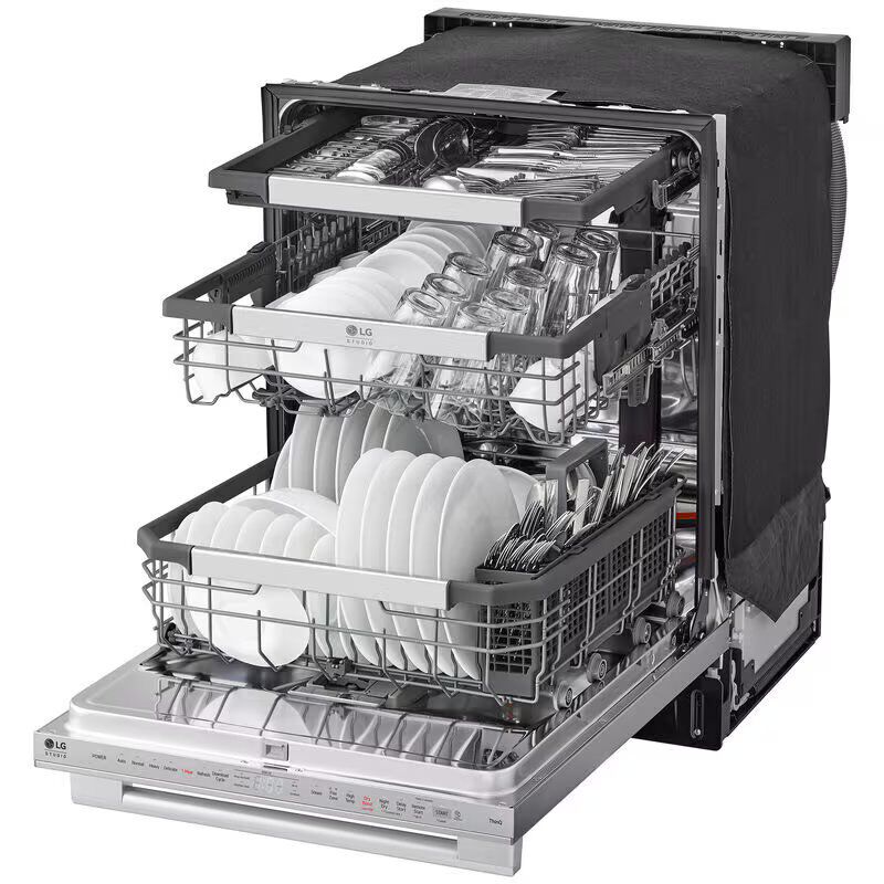 LG Studio 24 in. Top Control Flush-Mount Smart Dishwasher with 40 dBa Sound Level, 3rd-Rack & Dynamic Dry - PrintProof Stainless Steel, , hires