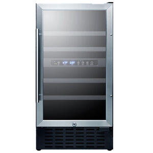 Summit 18" 3.3 Cu. Ft. Compact Built-In Wine Cooler with 28 Bottles Capacity, Dual Temperature Zones & Digital Temperature Control - Stainless Steel, , hires