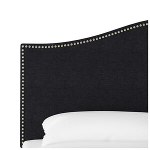 Skyline Full Nail Button Bed in Linen - Black, Black, hires