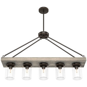Hunter Devon Park 8 in. 5-Light Linear Chandelier with Clear Glass - Onyx Bengal, , hires