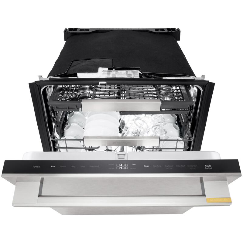 LG SIGNATURE 24 in. Top Control Flush-Mount Smart Dishwasher with 39 dBA Sound Level, 3rd-Rack & Dynamic Heat Dry with AOD - PrintProof Stainless Steel, , hires