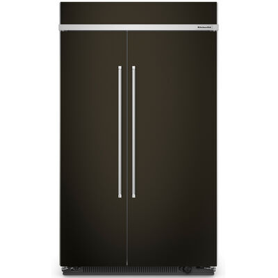 KitchenAid 48 in. 30.0 cu. ft. Built-In Counter Depth Side-by-Side Refrigerator with Ice Maker - Black Stainless Steel with PrintShield Finish | KBSN708MBS