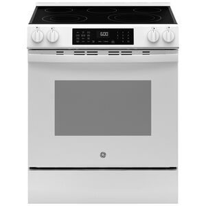 GE 30 in. 5.3 cu. ft. Smart Air Fry Convection Oven Slide-In Electric Range with 5 Radiant Burners - White, White, hires
