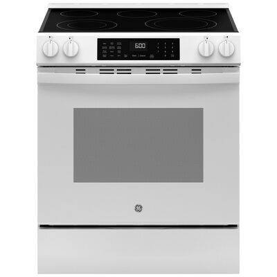 GE 30 in. 5.3 cu. ft. Smart Air Fry Convection Oven Slide-In Electric Range with 5 Radiant Burners - White | GRS600AVWW