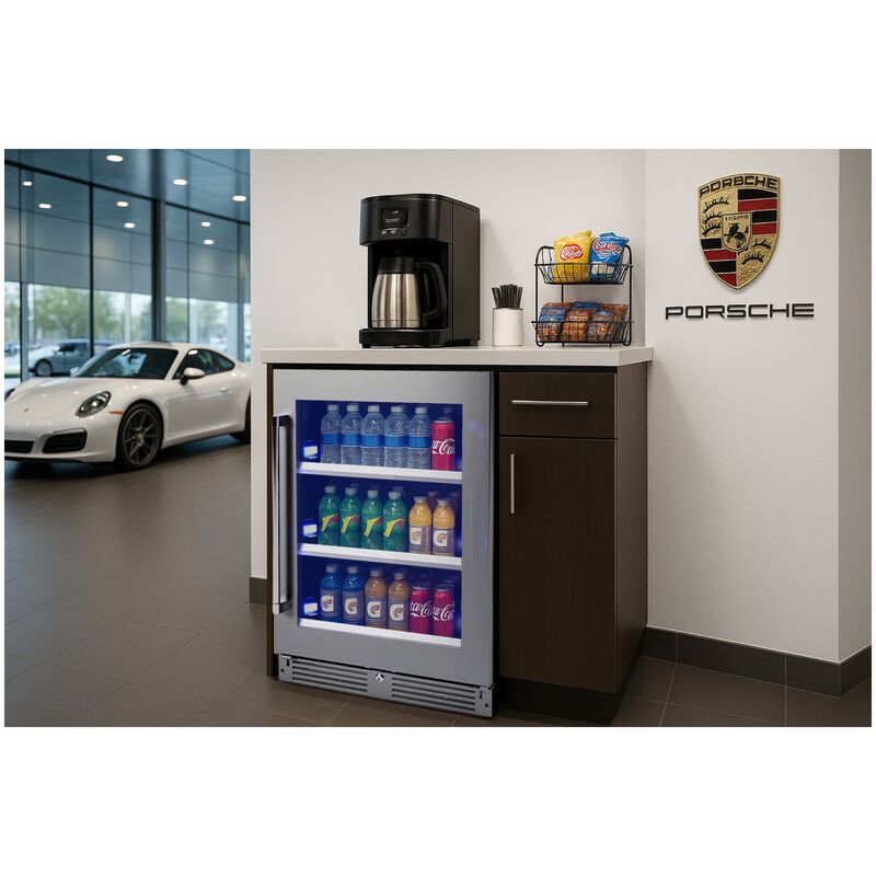 XO 24 in. Built-In/Freestanding 5.7 cu. ft. Compact Beverage Center with Adjustable Shelves & Digital Control - Stainless Steel, , hires