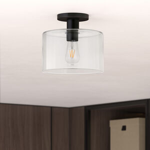 Hudson & Canal Henri 10 in. Semi Flush Mount Ceiling Light with Clear Glass Shade - Matte Black, , hires
