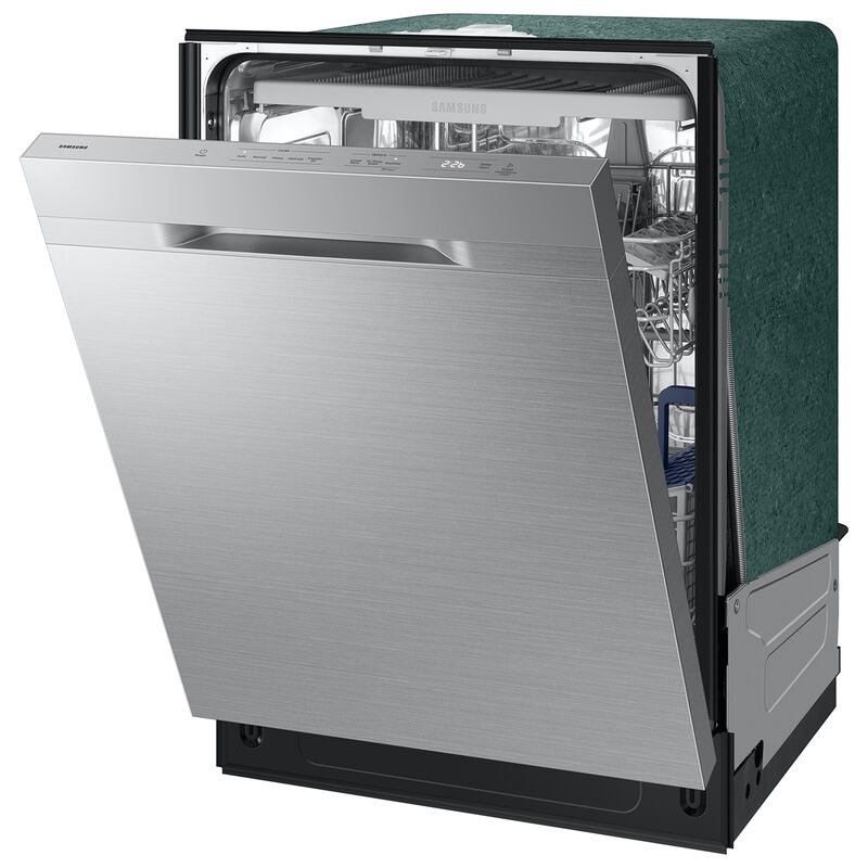 Samsung 24 in. Top Control Flush-Mount Dishwasher with 48 dBA Sound Level, 3rd- Rack, AutoRelease Door Drying & Pocket Handle - Fingerprint Resistant Stainless Steel, , hires