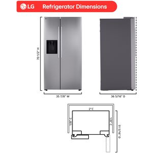 LG 36 in. 26.6 cu. ft. Smart Side by Side Refrigerator with Ice & Water Dispenser - PrintProof Stainless Steel, , hires