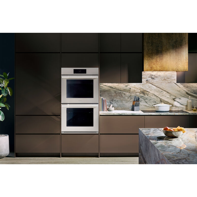 Signature Kitchen Suite Transitional 30 in. 9.4 cu. ft. Smart Top Control SteamElectric Double Wall Oven with True European Convection - Stainless Steel, , hires