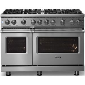 Viking 5 Series 48 in. 6.1 cu. ft. Standard Convection Double Oven Gas Range with 8 Sealed Burners - Stainless Steel - Natural Gas, Polished Chrome Trim Option, , hires