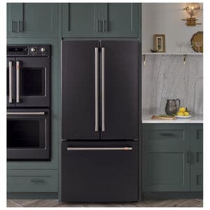 Cafe 33 in. 18.6 cu. ft. Counter Depth French Door Refrigerator with Internal Water Dispenser - Matte Black, Matte Black, hires