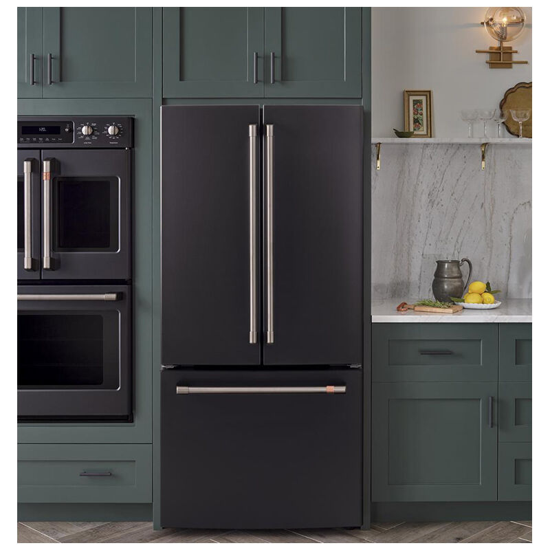 Cafe 33 in. 18.6 cu. ft. Counter Depth French Door Refrigerator with Internal Water Dispenser - Matte Black, Matte Black, hires