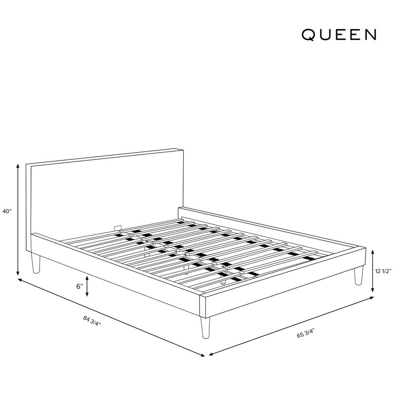 Skyline Furniture Linen Fabric Upholstered Queen Size Platform Bed - Linen, Linen, hires