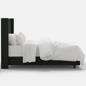 Skyline Furniture Linen Fabric Upholstered King Size Wingback Bed - Black, , hires