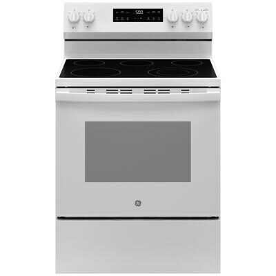 GE 500 Series 30 in. 5.3 cu. ft. Electric Range with Radiant Burners - White | GRF500PVWW