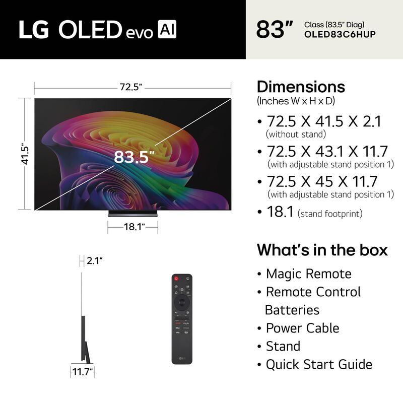 LG - 83" Class C6 Series OLED evo AI 4K UHD Smart webOS TV, , hires