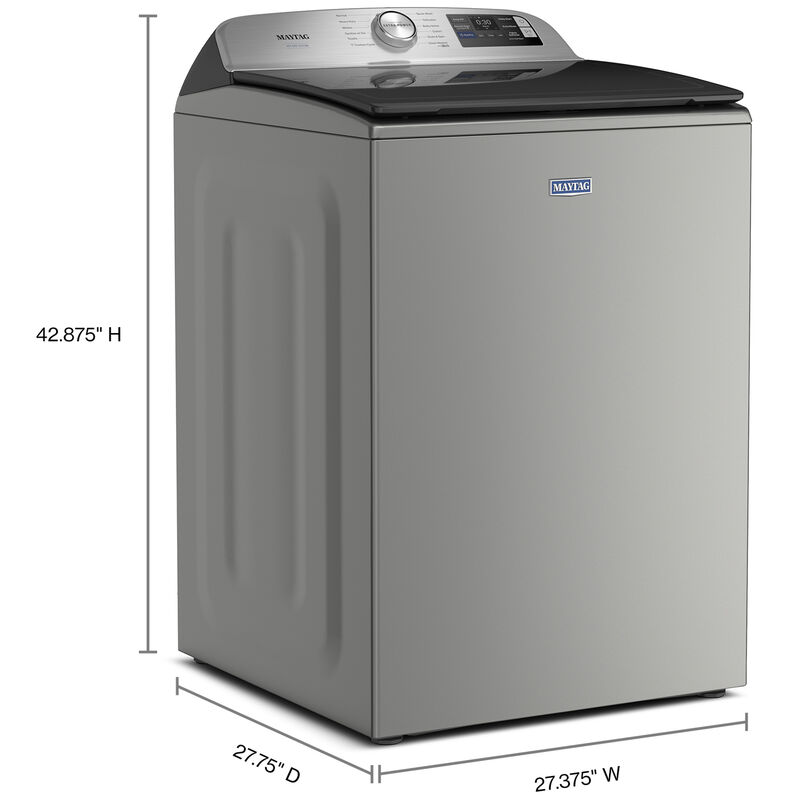 Maytag Pet Pro 27 in. 5.2 cu. ft. Smart Top Load Washer with Agitator & Sanitize with Oxi - Classic SIlver, Classic Silver, hires