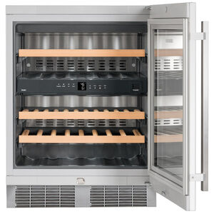 Liebherr 24 in. Undercounter Wine Cabinet with Wood Racks, Dual Temperature Zones & 34 Bottle Capacity - Stainless Steel, , hires