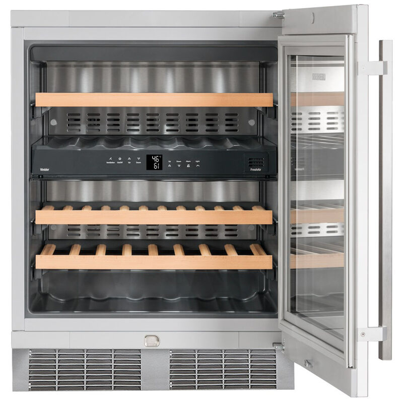 Liebherr 24 in. Undercounter Wine Cabinet with Wood Racks, Dual Temperature Zones & 34 Bottle Capacity - Stainless Steel, , hires
