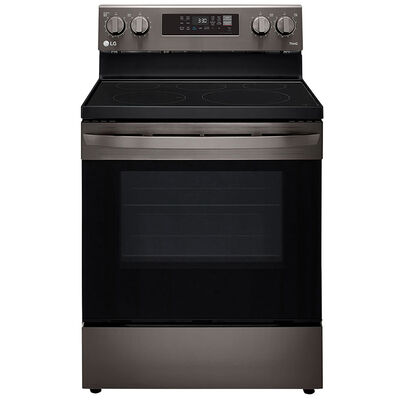 LG 30" Freestanding Electric Range with 5 Smoothtop Burners, 6.3 Cu. Ft. Single Oven with Air Fry & Storage Drawer - Black Stainless Steel | LREL6323D
