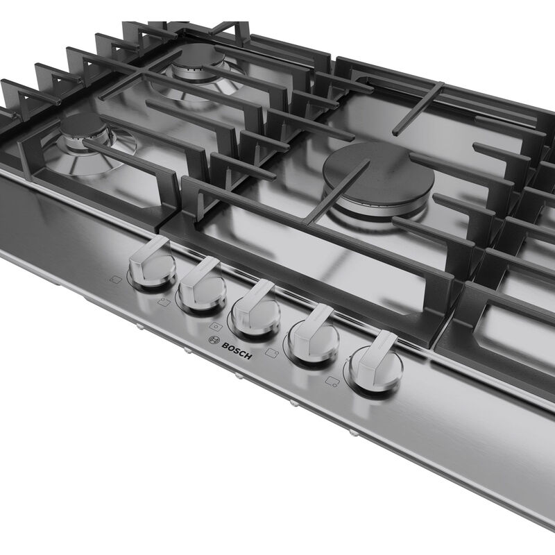 Bosch 300 Series 36 in. 5-Burner Natural Gas Cooktop with Simmer Burner & Power Burner - Stainless Steel, , hires