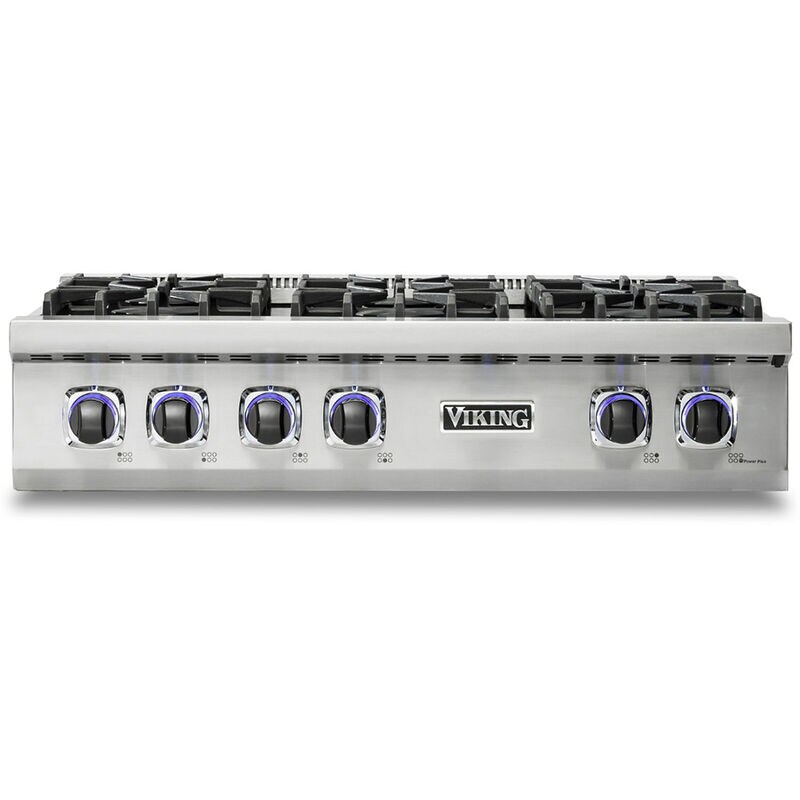 Viking 7 Series 36 in. 4-Burner Natural Gas Rangetop with Griddle, Simmer Burner & Power Burner - Stainless Steel, , hires