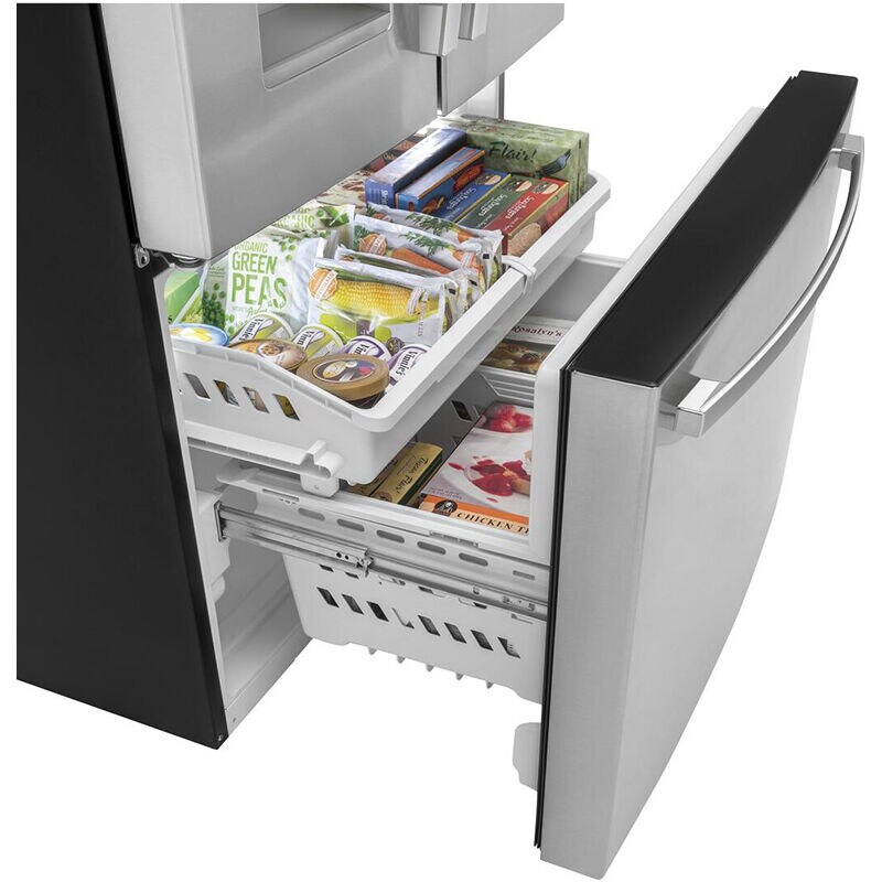 GE 33 in. 17.5 cu. ft. Counter Depth French Door Refrigerator with Ice & Water Dispenser - Fingerprint Resistant Stainless, Fingerprint Resistant Stainless, hires