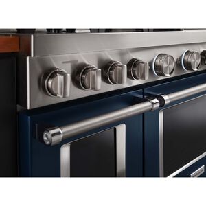KitchenAid 48 in. 6.3 cu. ft. Smart Convection Double Oven Freestanding Gas Range with 6 Sealed Burners & Griddle - Blue, , hires