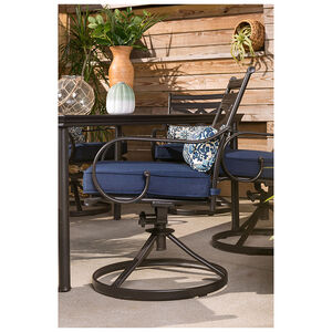 Montclair 5-Piece Patio Dining Set in Navy Blue with 4 Swivel Rockers and a 40 Inch Square Table, , hires